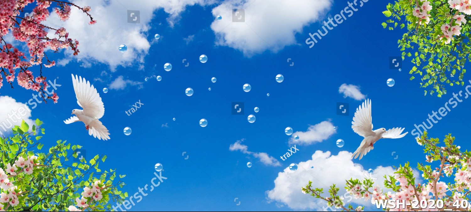 Dán trần trời xanh và hoa WSH-2020_40